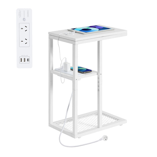 Bedside Table with Power - Chic Look, White Furniture > Living Room V178-100039 Online Furniture