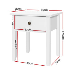 Bedside Tables Drawer Side Table Nightstand White Storage Cabinet White Lamp Furniture > Bedroom FURNI-P-BSIDE-1D-WH Online Furniture