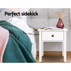 Bedside Tables Drawer Side Table Nightstand White Storage Cabinet White Lamp Furniture > Bedroom FURNI-P-BSIDE-1D-WH Online Furniture