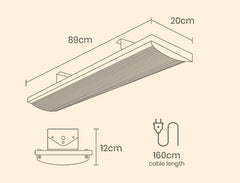 BIO 1800W Outdoor Strip Heater Electric Radiant Panel Bar Wall Ceiling Mounted Appliances > Heaters V219-HEABARBIOAS18 Online Furniture