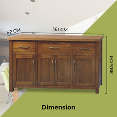 Birdsville Buffet Table 161cm 4 Door 3 Drawer Solid Mt Ash Timber Wood - Brown Furniture > Living Room V315-VTO-012 Online Furniture