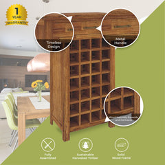 Birdsville Wine Rack 28 Bottle Sideboard Buffet Cabinet Wooden Storage - Brown Furniture > Living Room V315-VTO-028 Online Furniture