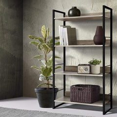 Book Shelf Display Shelves Corner Wall Wood Metal Stand Hollow Storage - ozily
