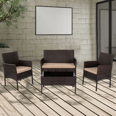 Breeze 4-Seat Wicker Outdoor Lounge Set Furniture > Outdoor V264-OTF-521S-BGE-US Online Furniture