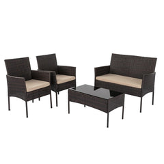 Breeze 4-Seat Wicker Outdoor Lounge Set Furniture > Outdoor V264-OTF-521S-BGE-US Online Furniture