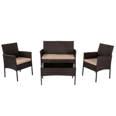 Breeze 4-Seat Wicker Outdoor Lounge Set Furniture > Outdoor V264-OTF-521S-BGE-US Online Furniture