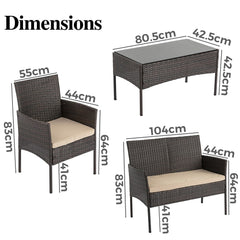 Breeze 4-Seat Wicker Outdoor Lounge Set Furniture > Outdoor V264-OTF-521S-BGE-US Online Furniture