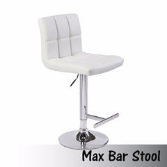 2X White Bar Stools Faux Leather Mid High Back Adjustable Crome Base Gas Lift Swivel Chairs - ozily