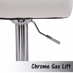 2X White Bar Stools Faux Leather Mid High Back Adjustable Crome Base Gas Lift Swivel Chairs - ozily