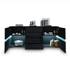 Buffet Sideboard Cabinet High Gloss RGB LED Storage Cupboard with 2 Doors & 4 Drawers Black Furniture > Dining V195-CP11-BK Online Furniture