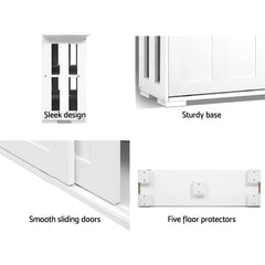 Buffet Sideboard Cabinet White Doors Storage Shelf Cupboard Hallway - ozily