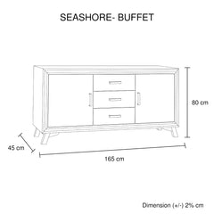 Buffet Sideboard in Silver Brush Colour with Solid Acacia & Veneer Wooden Frame Storage Cabinet with Drawers Furniture > Living Room V43-BFT-SSH Online Furniture