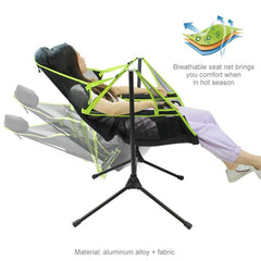 Camping Chair Foldable Swing Luxury Recliner Relaxation Swinging Comfort Lean Back Outdoor Folding Chair Outdoor Freestyle Portable Folding Rocking Chair Blue Furniture > Outdoor V255-YZ007-BLUE Online Furniture