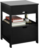CARLA HOME Black Bedside Table with 2 Drawers