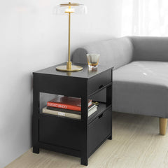 CARLA HOME Black Bedside Table with 2 Drawers - ozily