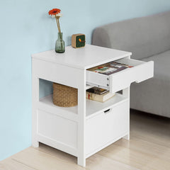 CARLA HOME White Bedside Table with 2 Drawers - ozily