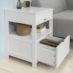 CARLA HOME White Bedside Table with 2 Drawers - ozily