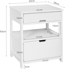 CARLA HOME White Bedside Table with 2 Drawers - ozily
