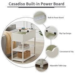 Casadiso Bedside Table with Powerboard - Multi-Tier Sleek White Side Table with Charging Station (Casadiso Saiph Pro) Furniture > Living Room V384-ORION6PW Online Furniture