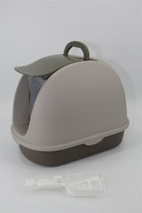 Cat Toilet Litter Box  Portable Hooded Tray House with Scoop and  Handle Brown Pet Care > Cat Supplies V278-MSP-0007-BROWN Online Furniture