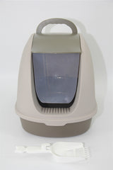 Cat Toilet Litter Box  Portable Hooded Tray House with Scoop and  Handle Brown Pet Care > Cat Supplies V278-MSP-0007-BROWN Online Furniture