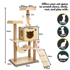 Cat Tree (120cm / 135cm Wood) - PT-CT-132-RN / PT-CT-132-MM Pet Care > Cat Supplies V227-7050641002082 Online Furniture