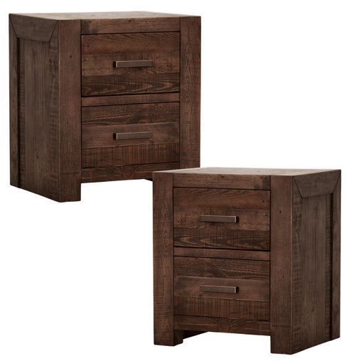 Catmint Set of 2 Bedside Tables 2 Drawers Storage Cabinet Pine Wood Grey Stone Furniture > Bedroom V315-V-SED-003-2PC-KIT Online Furniture