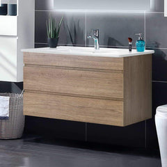 Cefito 900mm Bathroom Vanity Cabinet Wash Basin Unit Sink Storage Wall Mounted Oak White - ozily