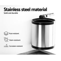 Cefito Kitchen Swing Out Pull Out Bin Stainless Steel Garbage Rubbish Can 12L Home & Garden > Kitchen Bins POT-BIN-CIR-002 Online Furniture