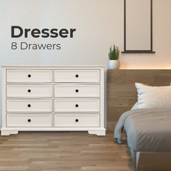 Celosia Dresser 8 Chest of Drawers Bedroom Acacia Timber Storage Cabinet - White Furniture > Bedroom V315-VO-SALA-05 Online Furniture