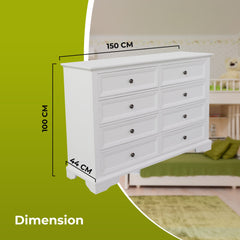 Celosia Dresser 8 Chest of Drawers Bedroom Acacia Timber Storage Cabinet - White Furniture > Bedroom V315-VO-SALA-05 Online Furniture