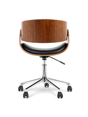 Artiss Office Chair Wooden and Leather Black - ozily