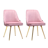 Chair Dining Chairs Retro Chair Cafe Kitchen Modern Iron Legs Velvet Pink - Set of 2