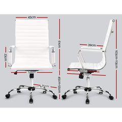 Chair Eames Replica Office Chairs PU Leather Executive Work Computer Seat White - ozily