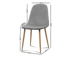 Chair Fabric Dining Chairs - Light Grey - Set of 4 - ozily