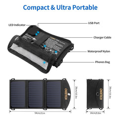 CHOETECH SC001 19W Portable Solar Panel Charger SunPower Panels Dual USB Charger for Camping/RV/Outdoors Electronics > Mobile Accessories V28-ELECHOSC001 Online Furniture