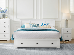 Coco Bed Frame with Drawers Queen Beds & Bed Frames CCO-QBED153-WHT Online Furniture