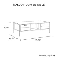 Coffee Table 2 Drawers Particle Board Storage in Oak Colour Furniture > Living Room V43-CT-MAS-OK Online Furniture