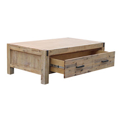 Coffee Table Solid Acacia Wood & Veneer 1 Drawers Storage Oak Colour Furniture > Bedroom V43-CT-NOW-OAK Online Furniture