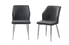 Cross Pattern Dining Chair - Charcoal with Silver Legs - Set of 4 Furniture > Dining V292-CHAIRS-CRSPAT-SO4-CHRCLSEAT-SILVER Online Furniture