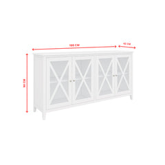 Daisy Buffet Table 180cm 4 Glass Door Solid Acacia Wood Hampton Furniture -White Furniture > Living Room V315-VO-HAMP-03 Online Furniture