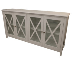 Daisy Buffet Table 180cm 4 Glass Door Solid Acacia Wood Hampton Furniture -White Furniture > Living Room V315-VO-HAMP-03 Online Furniture