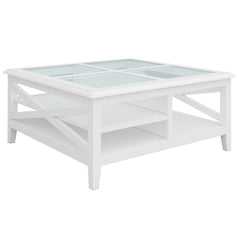 Daisy Coffee Table 100cm Glass Top Solid Acacia Wood Hampton Furniture - White Furniture > Living Room V315-VO-HAMP-11 Online Furniture