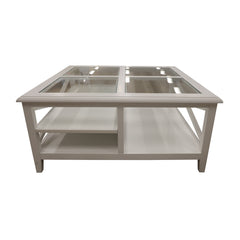 Daisy Coffee Table 100cm Glass Top Solid Acacia Wood Hampton Furniture - White Furniture > Living Room V315-VO-HAMP-11 Online Furniture