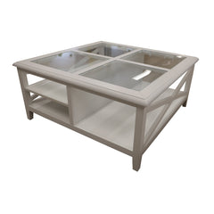 Daisy Coffee Table 100cm Glass Top Solid Acacia Wood Hampton Furniture - White Furniture > Living Room V315-VO-HAMP-11 Online Furniture