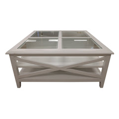 Daisy Coffee Table 100cm Glass Top Solid Acacia Wood Hampton Furniture - White Furniture > Living Room V315-VO-HAMP-11 Online Furniture