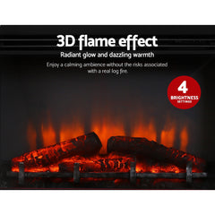 Devanti 2000W Electric Fireplace Mantle Portable Fire Log Wood Heater 3D Flame Effect Black Appliances > Heaters EFL-B-2000-FRAME-BK Online Furniture