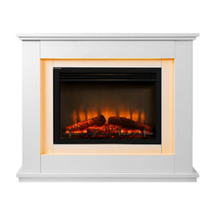 Devanti 2000W Electric Fireplace Mantle Portable Fire Log Wood Heater 3D Flame Effect White Appliances > Heaters EFL-B-2000-FRAME-WH Online Furniture