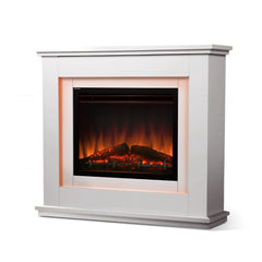 Devanti 2000W Electric Fireplace Mantle Portable Fire Log Wood Heater 3D Flame Effect White Appliances > Heaters EFL-B-2000-FRAME-WH Online Furniture