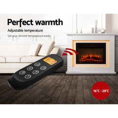 Devanti 2000W Electric Fireplace Mantle Portable Fire Log Wood Heater 3D Flame Effect White Appliances > Heaters EFL-B-2000-FRAME-WH Online Furniture